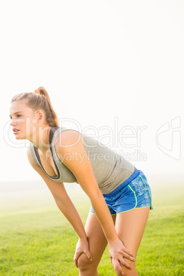 Breathing sporty blonde resting