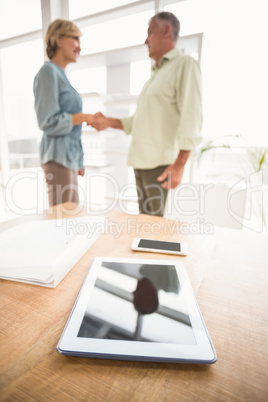 Two business colleagues shaking hands