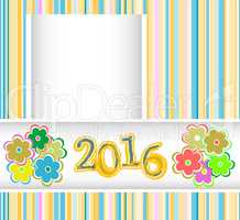 new year 2016 card with flowers set, christmas holiday invitation card