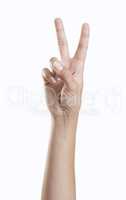 Hand macht Friedenszeichen