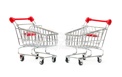 Two Metallic Shopping Cart