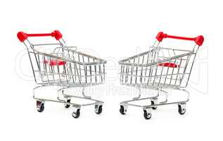 Two Metallic Shopping Cart