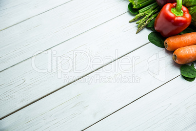 Line of vegetables on table