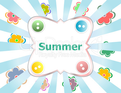 Summer theme with floral over bright multicolored background