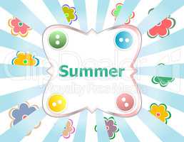 Summer theme with floral over bright multicolored background