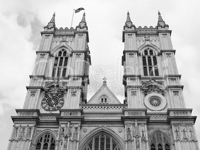 Black and white Westminster Abbey in London