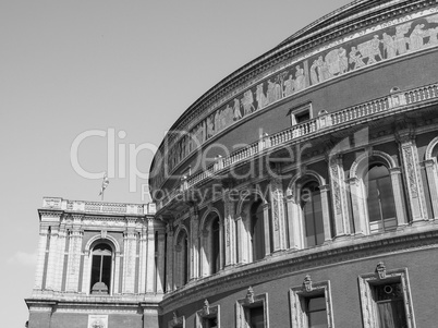 Black and white Royal Albert Hall in London