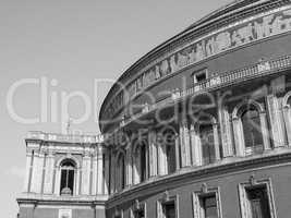 Black and white Royal Albert Hall in London