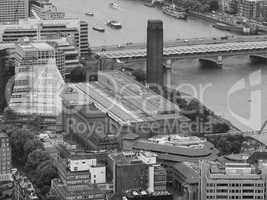 Black and white Aerial view of London