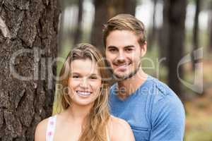 Portrait of a young happy hiker couple