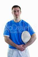 Rugby player holding a rugby ball