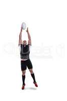 Rugby player catching the ball