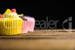 Delicious cupcakes on a table