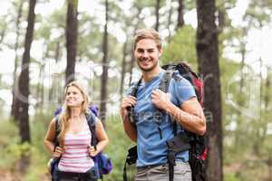 Young happy hiker couple