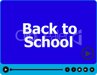 Back to school words on media player isolated on white, education concept
