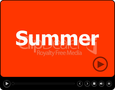 Video player for web with word summer on it, holiday or technology card