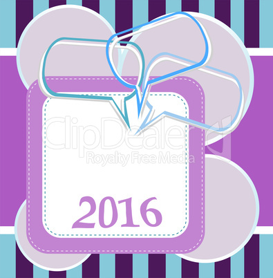 2016 New Year card design with abstract speech bubbles set