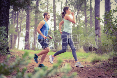 Happy joggers running