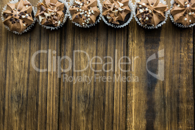 Chocolate cupcakes on a table