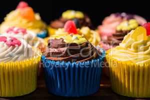 Delicious cupcakes on a table