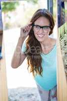 Pretty woman shopping for new glasses
