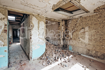 Large abandoned room under demolition