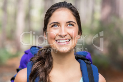 Happy jogger looking away