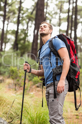 Portrait of a young handsome hiker