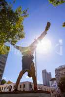 Extreme athlete jumping in the air