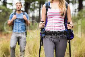 Mid section of a pretty hiker