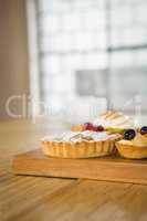 Pies on a wooden table