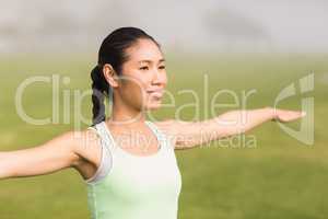 Smiling sporty woman working out