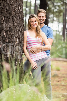 Portrait of a young happy hiker couple