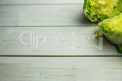 Lettuce halved on a table