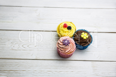 Delicious cupcakes on a table