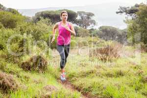 Pretty blonde athlete jogging