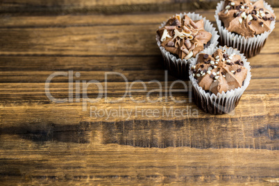 Chocolate cupcakes on a table