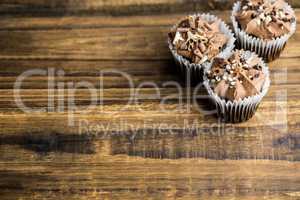 Chocolate cupcakes on a table