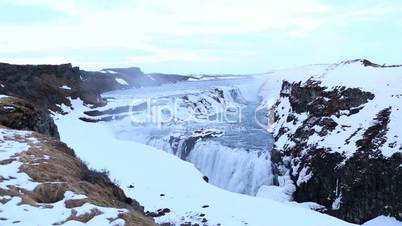 Waterfall Gullfoss in winter