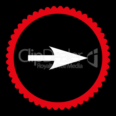 Arrow Axis X flat red and white colors round stamp icon