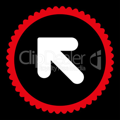 Arrow Up Left flat red and white colors round stamp icon