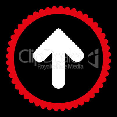 Arrow Up flat red and white colors round stamp icon