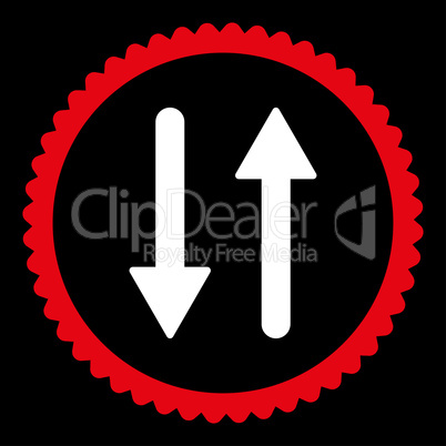 Arrows Exchange Vertical flat red and white colors round stamp icon