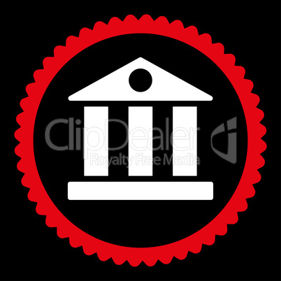 Bank flat red and white colors round stamp icon