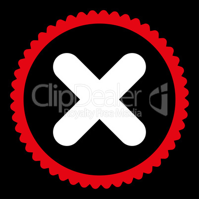 Cancel flat red and white colors round stamp icon