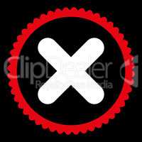 Cancel flat red and white colors round stamp icon