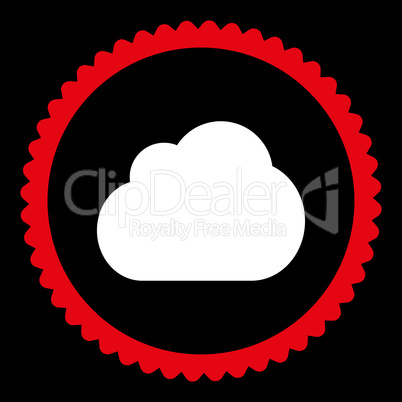 Cloud flat red and white colors round stamp icon