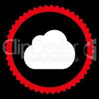 Cloud flat red and white colors round stamp icon
