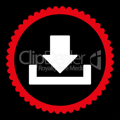 Download flat red and white colors round stamp icon