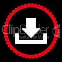 Download flat red and white colors round stamp icon